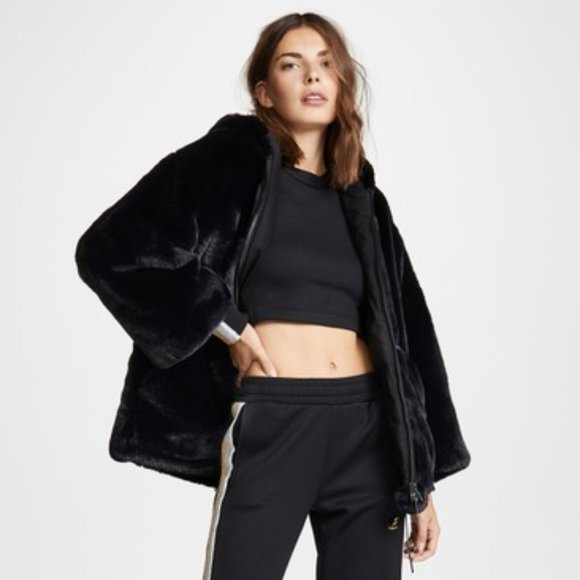 ZADIG & VOLTAIRE BLACK FAUX MINK FUR COAT